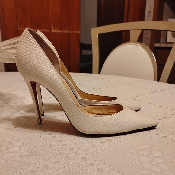 Christian Louboutin Iriza 100 Calfskin Jurassic Bianco (White), 85mm, Size 38 - Picture 5 of 12